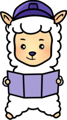 illustration d'un lama avec un casque et une carte dans les mains